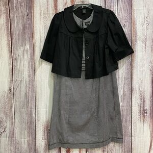 2 Piece Lane Bryant Dress Short Jacket over Sleeveless Dress Black & White #5067